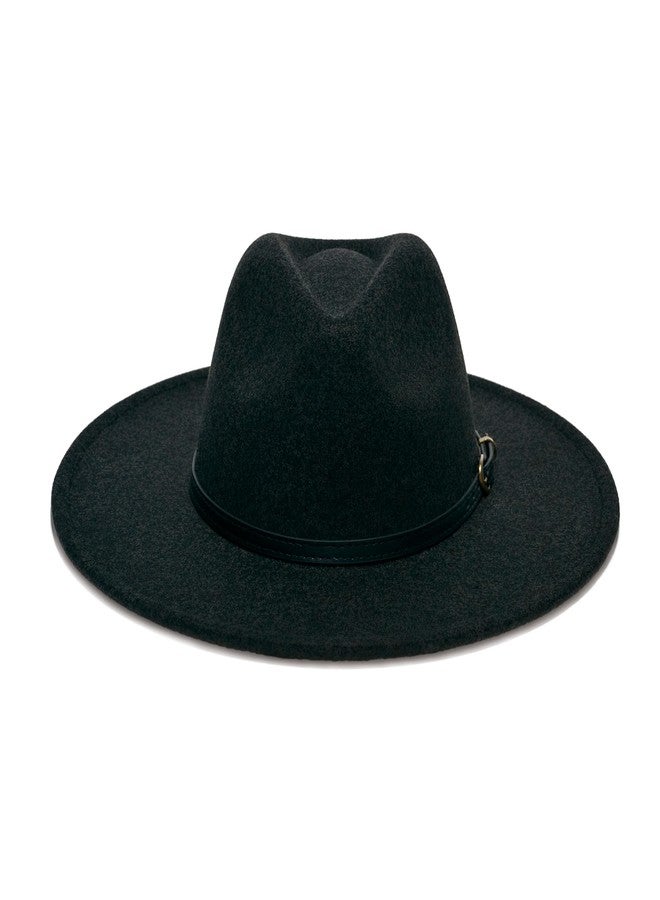 YOUBADU Wide Brim Fedora Hat for Women, Faux Wool Felt, Animal Print Band, Classic Western Style (US, Alpha, One Size, Medium, Black Braid) - Image 2
